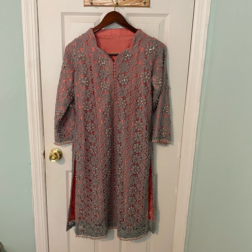 🔴NEW🔴 Pakistani Indian dress lace silk beaded